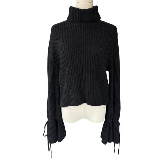 A.L.C ALC Emilie Wool Bell Sleeve Sweater Charcoal Black Size Large - Picture 4 of 10